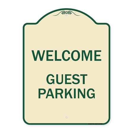 Signmission Welcome Guest Parking Heavy-Gauge Aluminum Architectural Sign, 24" x 18", TG-1824-22705 A-DES-TG-1824-22705
